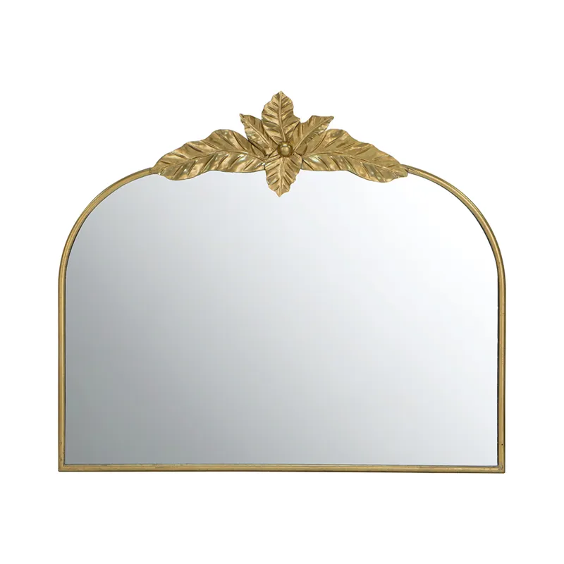 Arched Mirror With Metal Frame, Wall Mounted Mirror For Living Room Bedrrom - Gold
