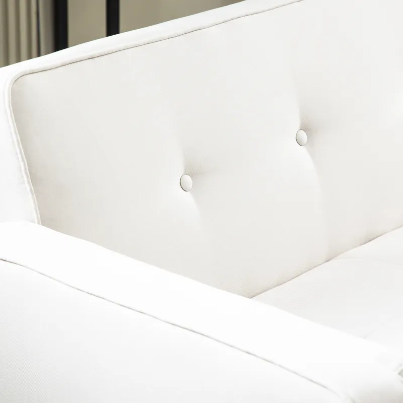 Futon Sofa Bed Convertible Couch Bed With Armrests Modern Living Room Linen Sofa Bed, Folding Reclin