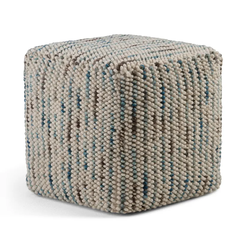 Zoey - Woven Cube Pouf - Multi Color