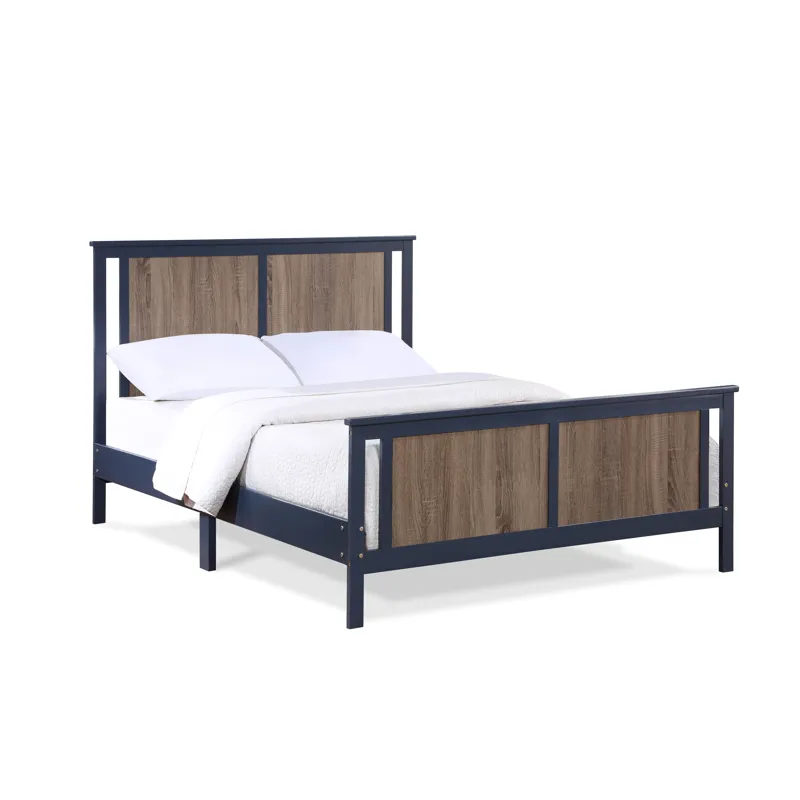 Connelly - Full Bed - Midnight Blue/Vintage Walnut