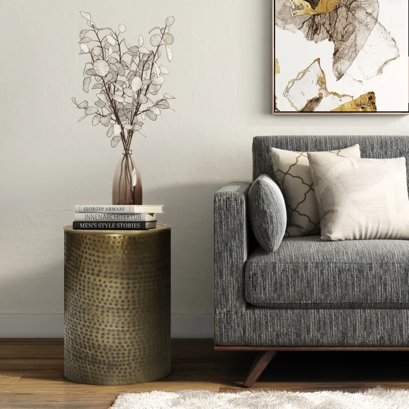 Corbin - Metal Side Table - Hammered Antique Gold