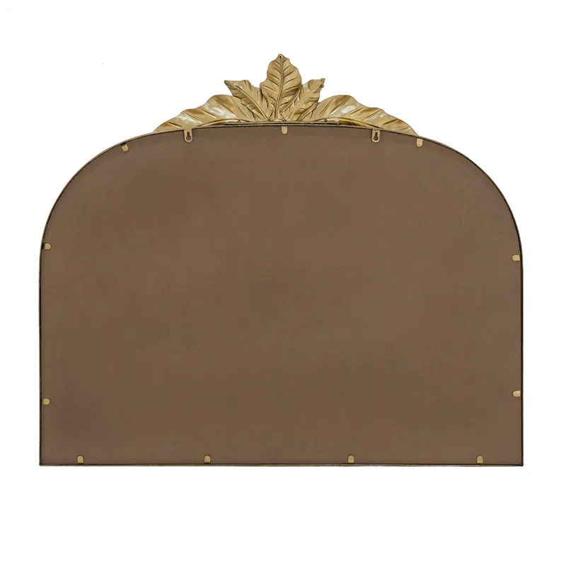 Arched Mirror With Metal Frame, Wall Mounted Mirror For Living Room Bedrrom - Gold