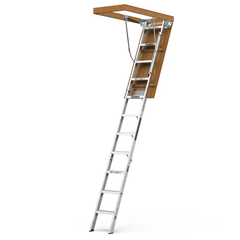 Aluminum Attic Ladder 350-Pound Capacity 22 1 / 2\" x 54\" Opening 7-10\' Ceiling - Metallic Gray