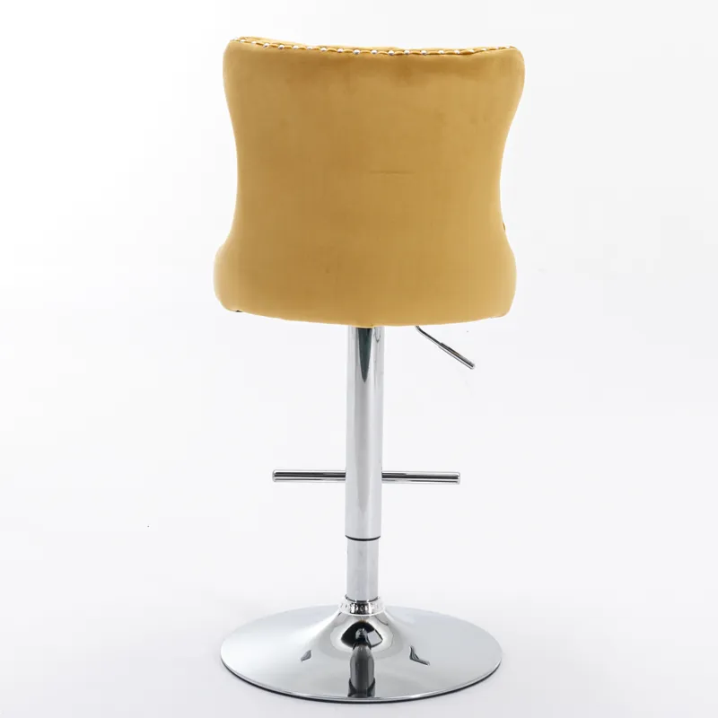 Swivel Velvet Barstools Adjusatble Seat Height From 25-33\", Modern Upholstered Chrome Base Bar Stoo