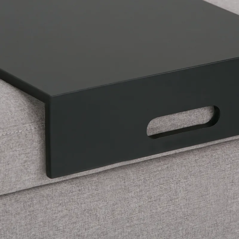 Oregon - Storage Ottoman Bench with Tray - Cloud Grey