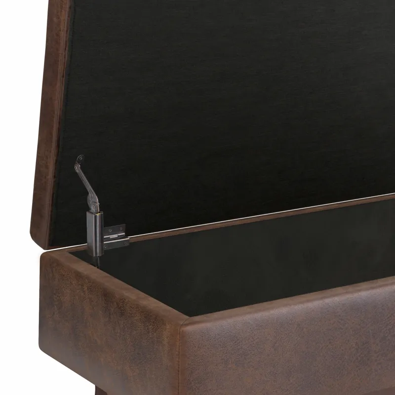 Owen - Small Rectangular Storage Ottoman - Distressed Chestnut Brown