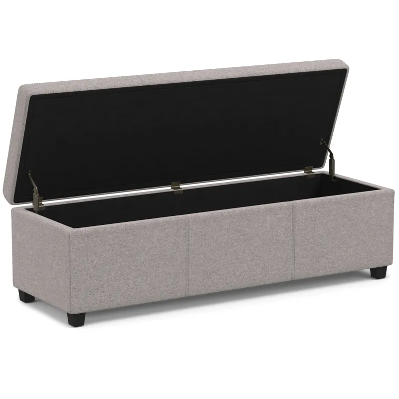 Avalon - Extra Large Storage Ottoman Bench - Cloud Grey