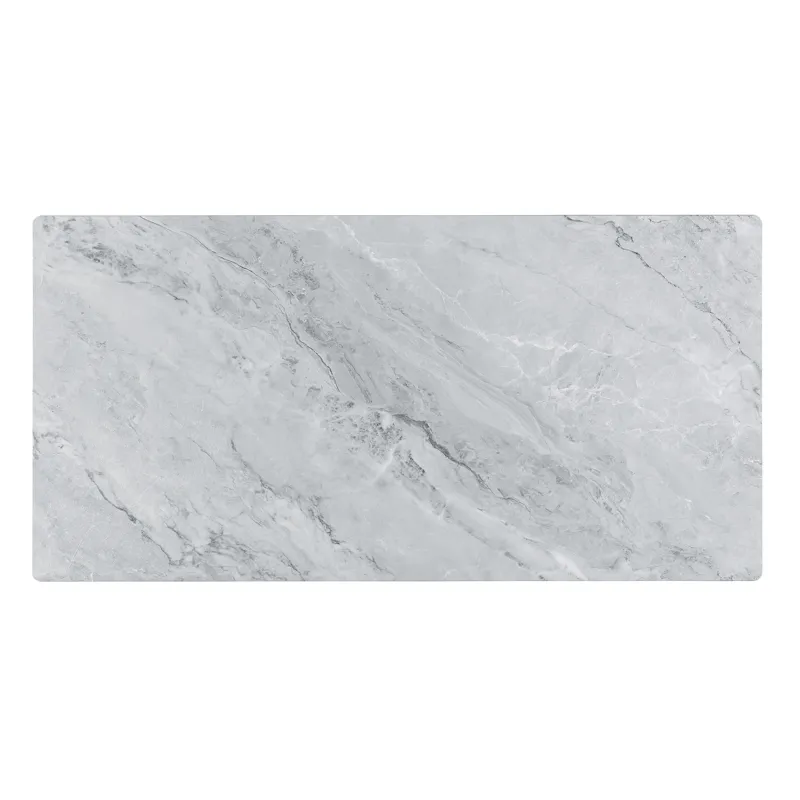 Landon - Coffee Table With Glass Marble Texture Top And Bent Wood Design - Gray