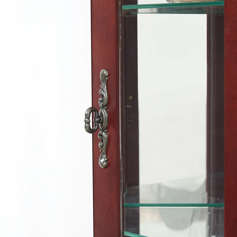 Corner Curio Cabinet With Lights, Adjustable Tempered Glass Shelves, Mirrored Back, Display Cabinet 