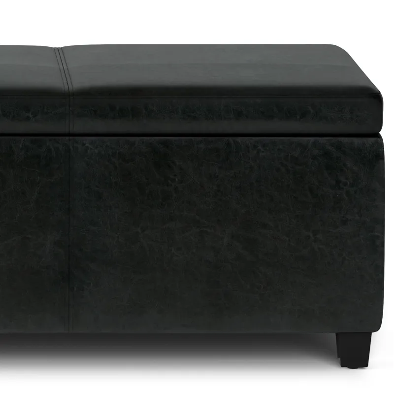 Avalon - Extra Large Storage Ottoman Bench - Midnight Black