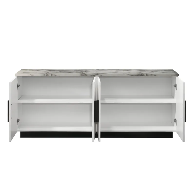 Matilda - Cabinet Console Table With White Faux Marble Top - White