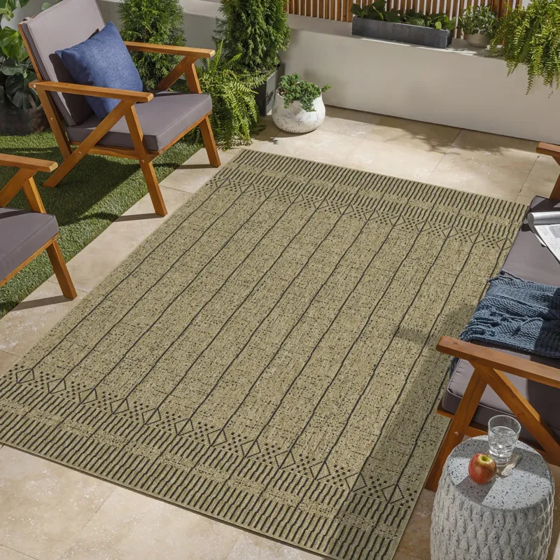 Earth - 7\'10\" X 10\'3\" Polypropylene, Indoor / Outdoor Area Rug - Jute / Black