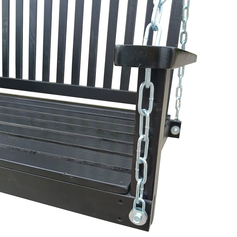 Front Porch Swing With Armrests For Outdoor Patio, Garden Yard, Backyard Or Sunroom - Black