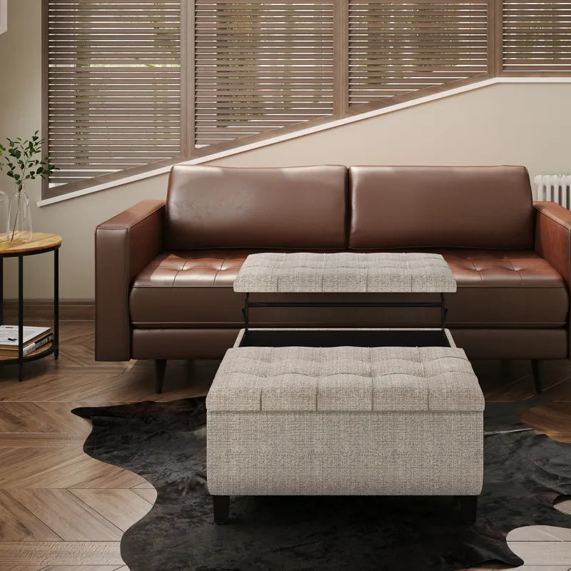 Harrison - Coffee Table Storage Ottoman - Platinum