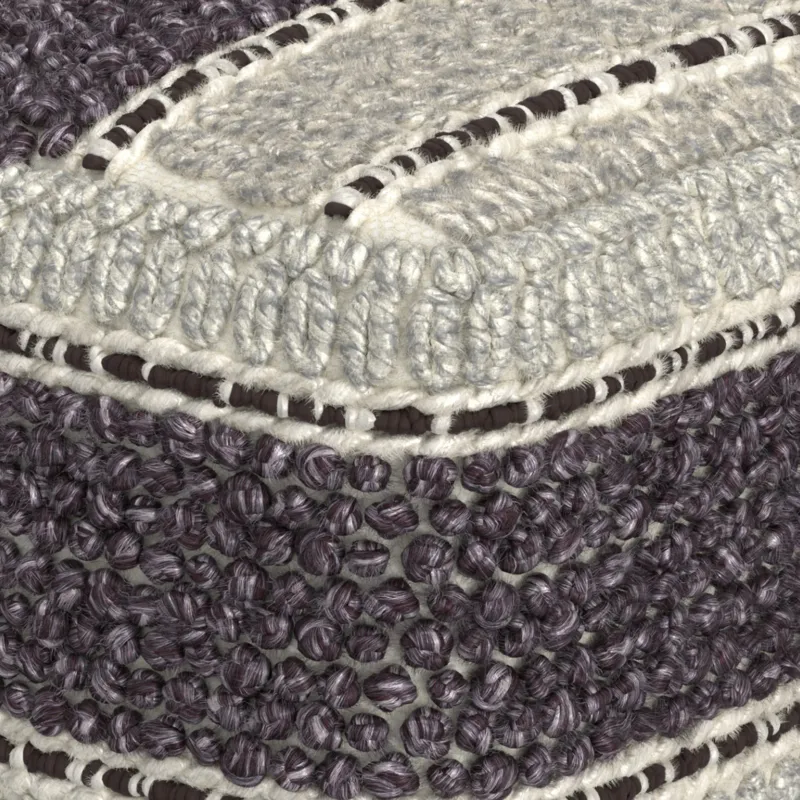 Grady - Square Pouf - Magenta / Natural