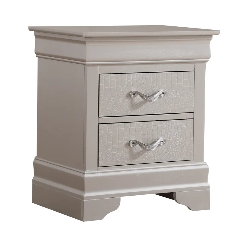 Lorana - G6500-N Nightstand - Silver Champagne