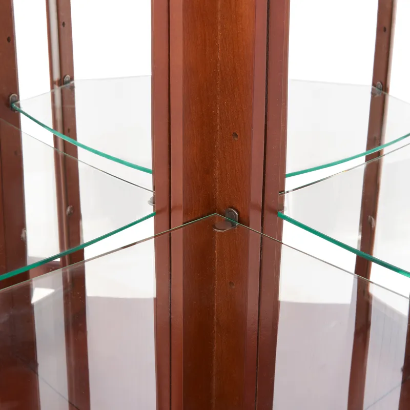 Corner Curio Cabinet With Lights, Adjustable Tempered Glass Shelves, Mirrored Back, Display Cabinet 