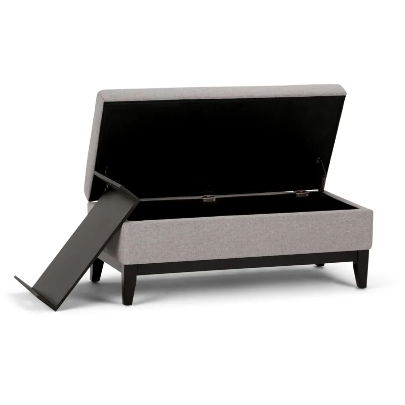 Oregon - Storage Ottoman Bench with Tray - Cloud Grey
