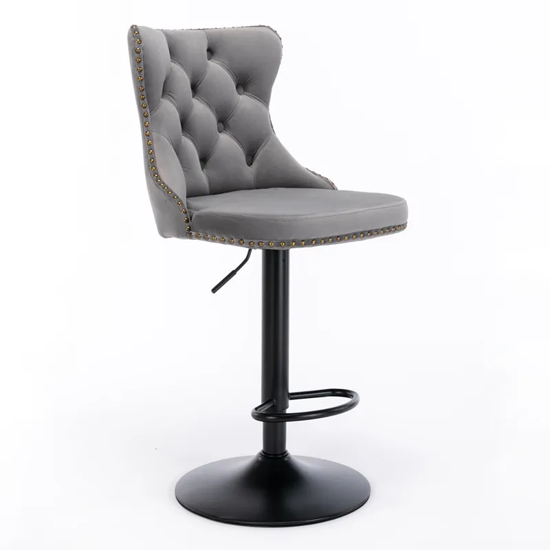 Swivel Velvet Barstools Adjusatble Seat Height , Modern Upholstered Bar Stools With Backs Comfortabl