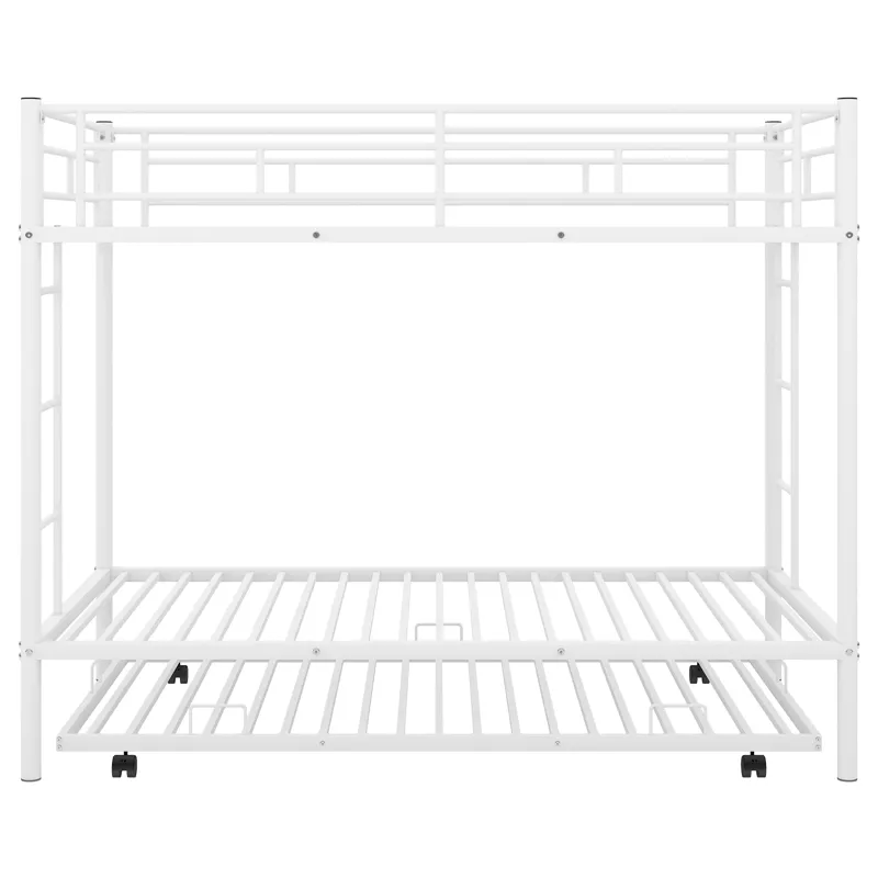Twin Over Twin Bunk Bed With Trundle - White