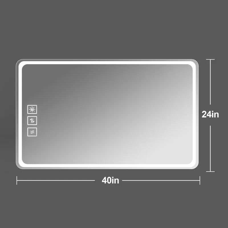 24X40\" LED Bathroom Mirror Vanity Mirrors With Front Lights Wall Mounted Anti-Fog Frameless Make Up