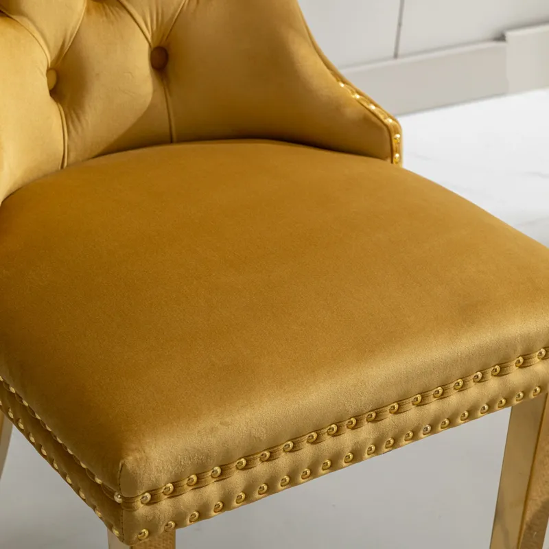 Nikki - Modern, High-End Tufted Solid Wood Contemporary Velvet Upholstered Dining Chair With Golden 