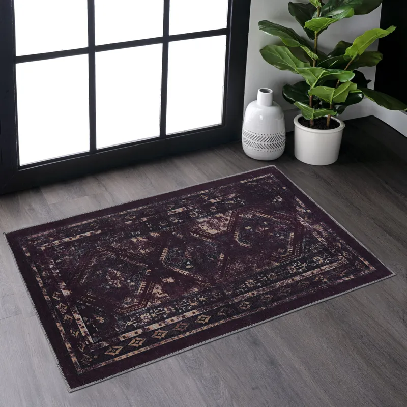 2\' x 3\' Machine Washable Area Rugs, Low-Pile, Non-Slip, Non-Shedding, Foldable, Kid & Pet Friendly