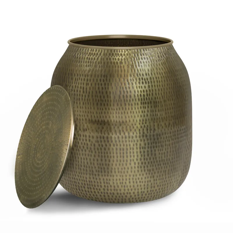 Griffen - Metal Storage Accent Table - Antique Gold