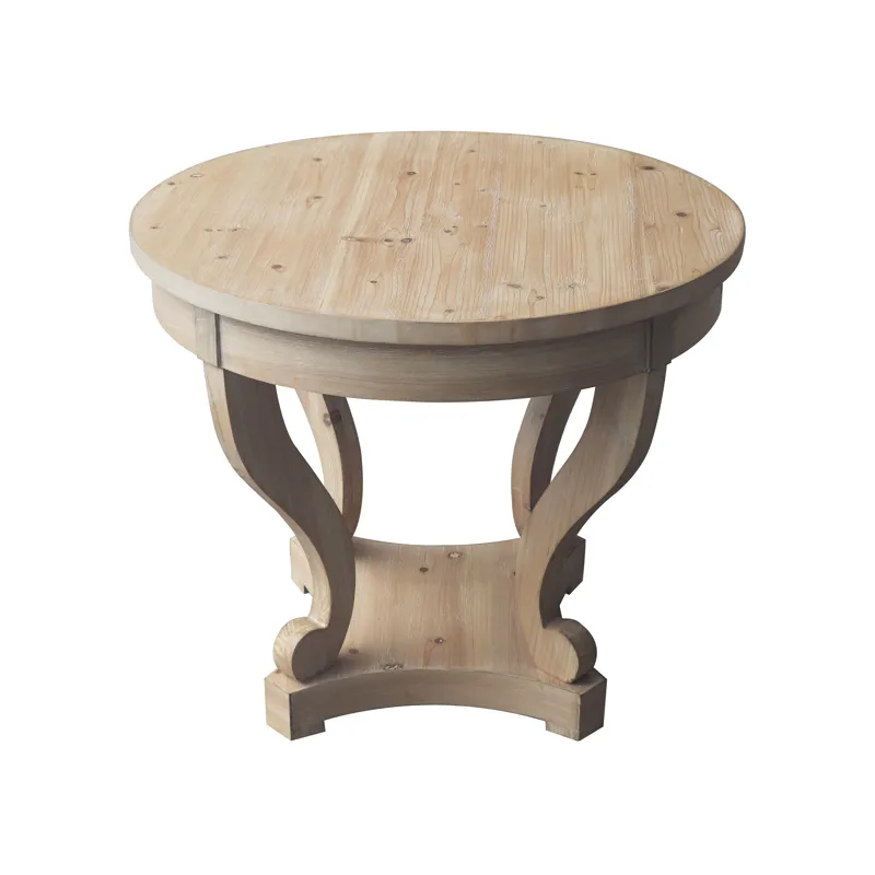 Curved Legs Farmhouse Style Small Size Round Dining Table End Table Side Table Coffee Table For Dine
