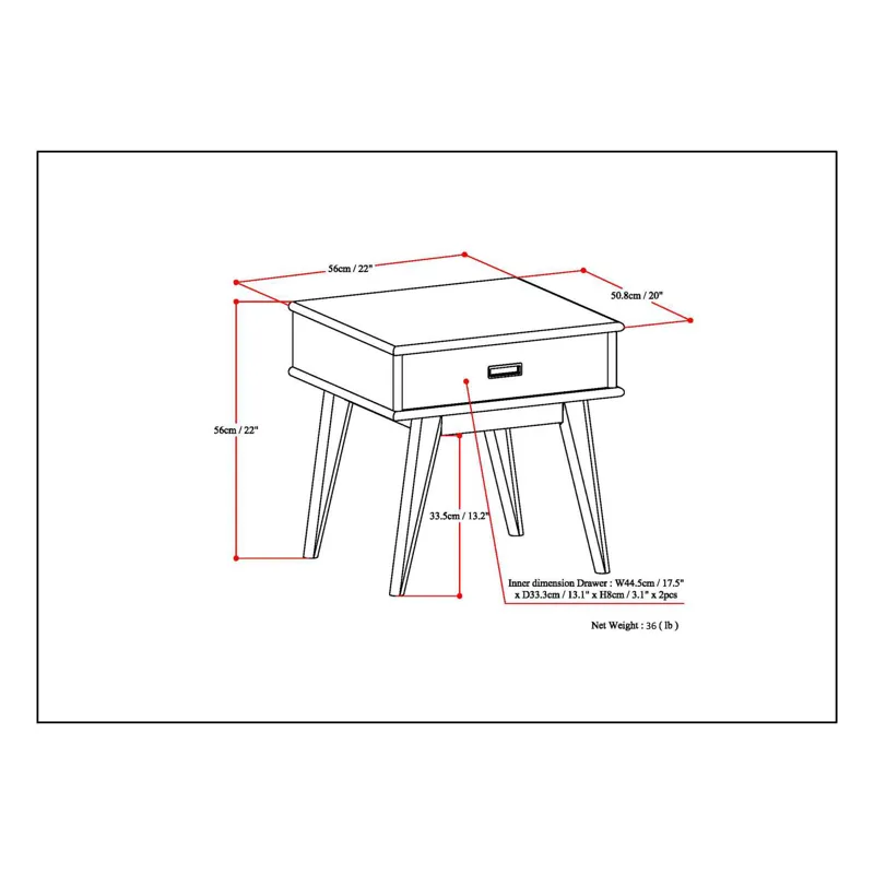 Draper - Mid Century End Table - Teak Brown