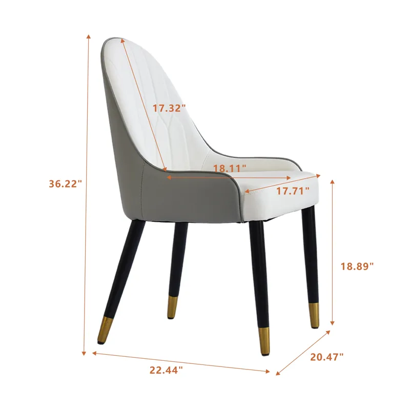 Modern PU Sponge-Filled Dining Chair, Solid Wood Metal Legs, Suitable For Restaurants, Living Rooms 