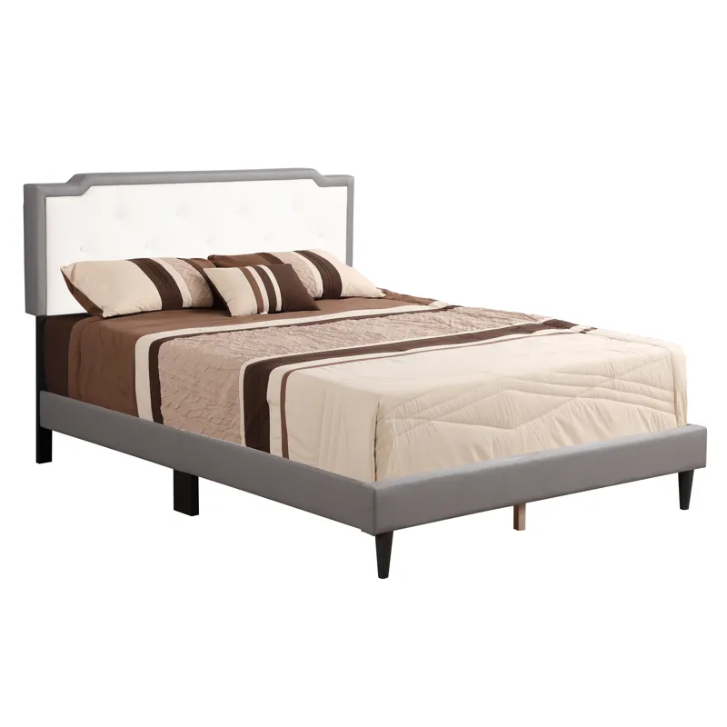 Deb - G1121-Qb-Up Queen Bed - All In One Box - Light Gray