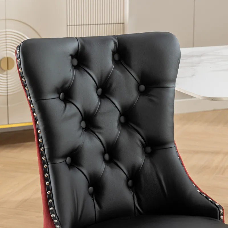 Nikki - Modern, High-End Tufted Solid Wood Contemporary PU And Velvet Upholstered Dining Chair With 