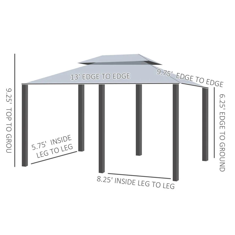 Outsunny - Patio Gazebo, Outdoor Gazebo Canopy Shelter With Curtains, Vented Roof, Steel Frame For G