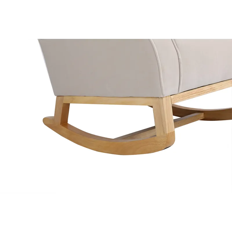 Baby Room High Back Rocking Chair Nursery Chair, Comfortable Rocker Fabric Padded Seat, Modern High 