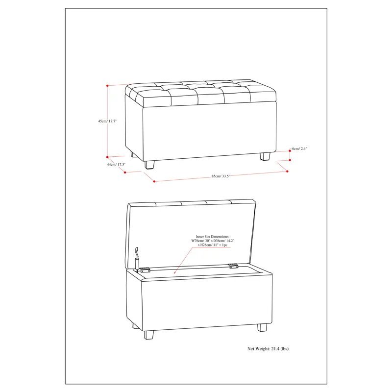 Cosmopolitan - Storage Ottoman - Denim Blue