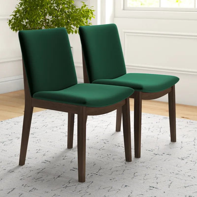Laura - Mid-Century Modern Solid Wood Dining Chair (Set of 2) - Green