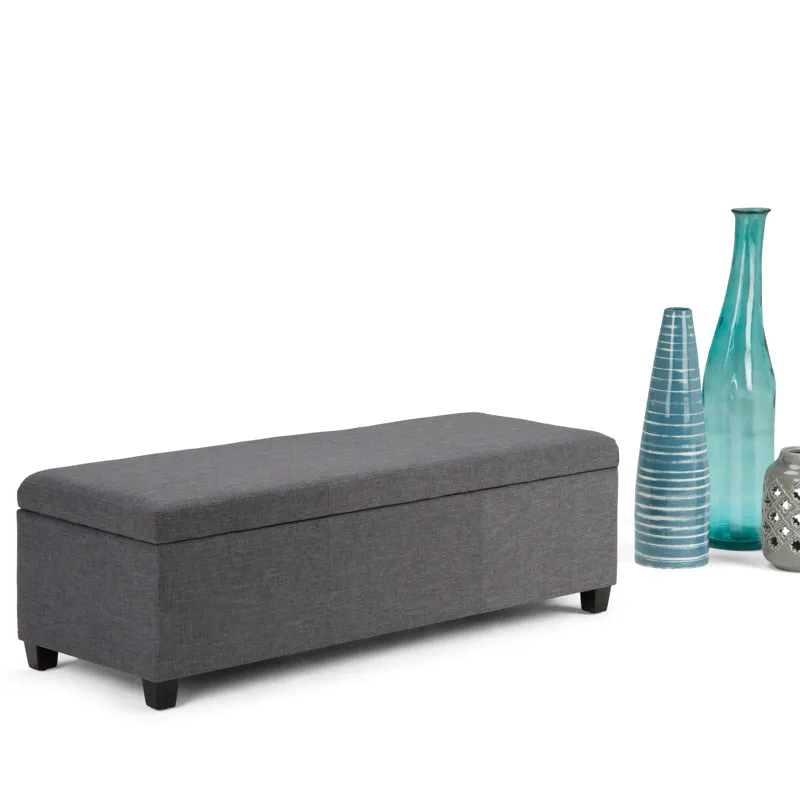 Avalon - Storage Ottoman Bench - Slate Grey
