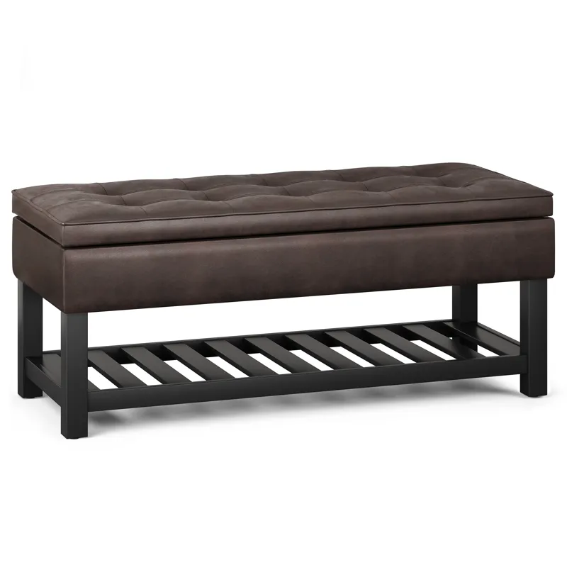 Cosmopolitan - Storage Ottoman Bench with Open Bottom - Distressed Brown