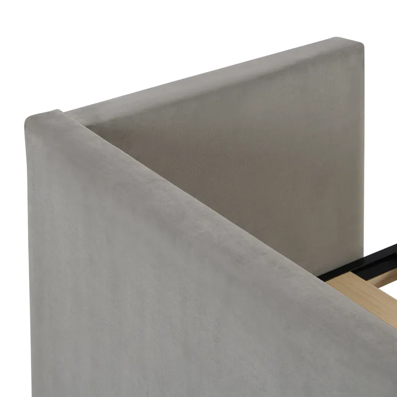 Twin Size Upholstered Daybed With Pop Up Trundle - Gray