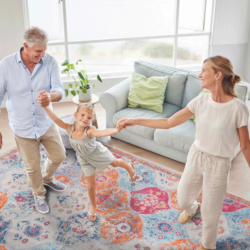 9\' x 12\' Area Rug, Washable Rug, Low-Pile, Non-Slip, Non-Shedding, Foldable, Kid & Pet Friendly Ar