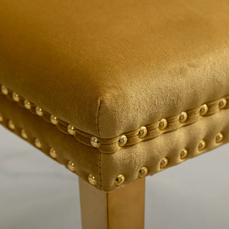 Nikki - Modern, High-End Tufted Solid Wood Contemporary Velvet Upholstered Dining Chair With Golden 