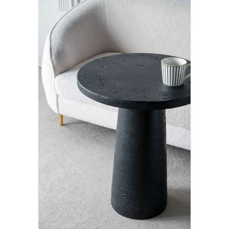 Round Side Table With Pedestal Base - Black - Black