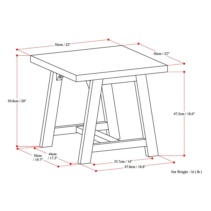 Sawhorse - End Table - Distressed Grey