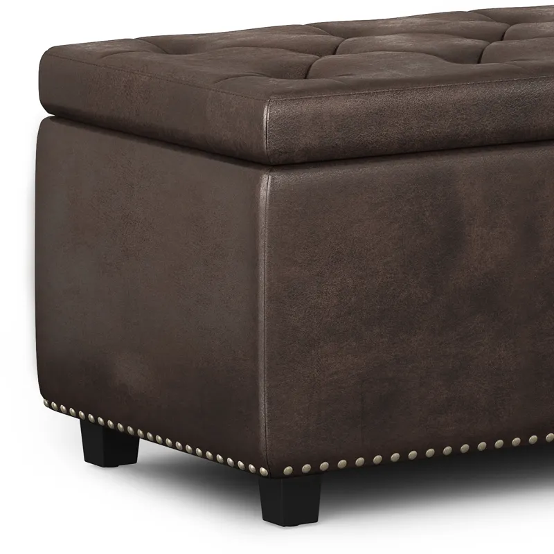 Hamilton - Storage Ottoman - Distressed Brown