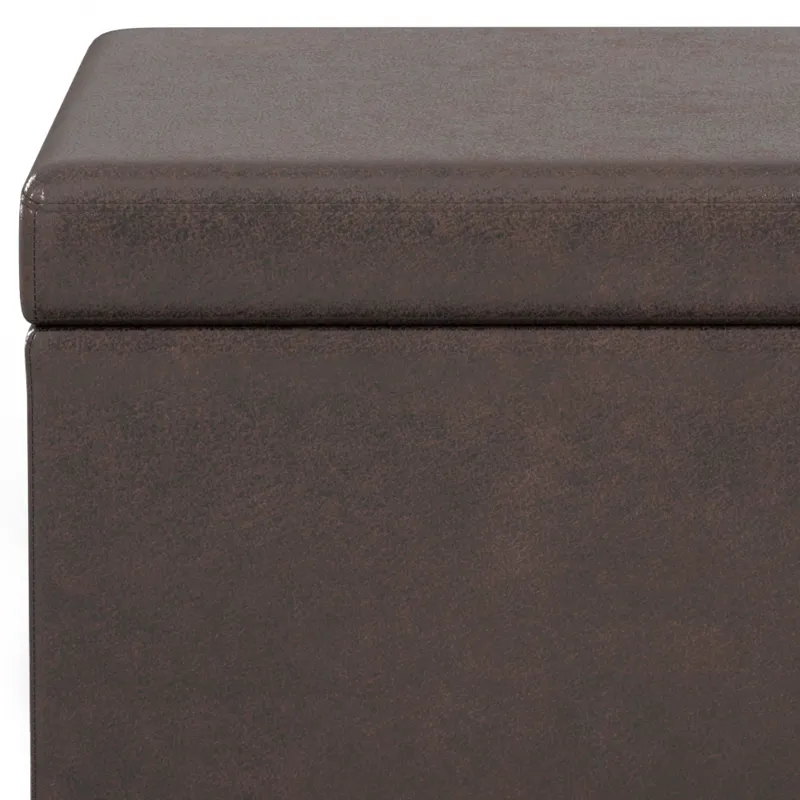 Avalon - Extra Large Storage Ottoman Bench - Distressed Brown