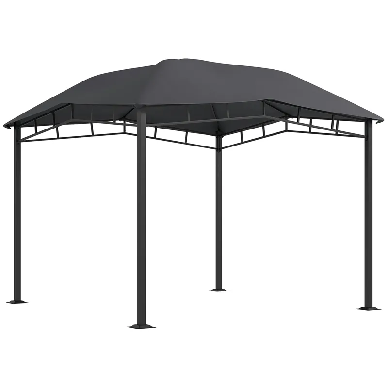 Outsunny - 10\' x 10\' Soft Top Patio Gazebo Outdoor Canopy With Unique Geometric Design Roof, All-W