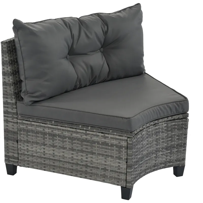 8 Pieces Outdoor Wicker Round Sofa Set, Half-Moon Sectional Sets All Weather, Curved Sofa Set With R