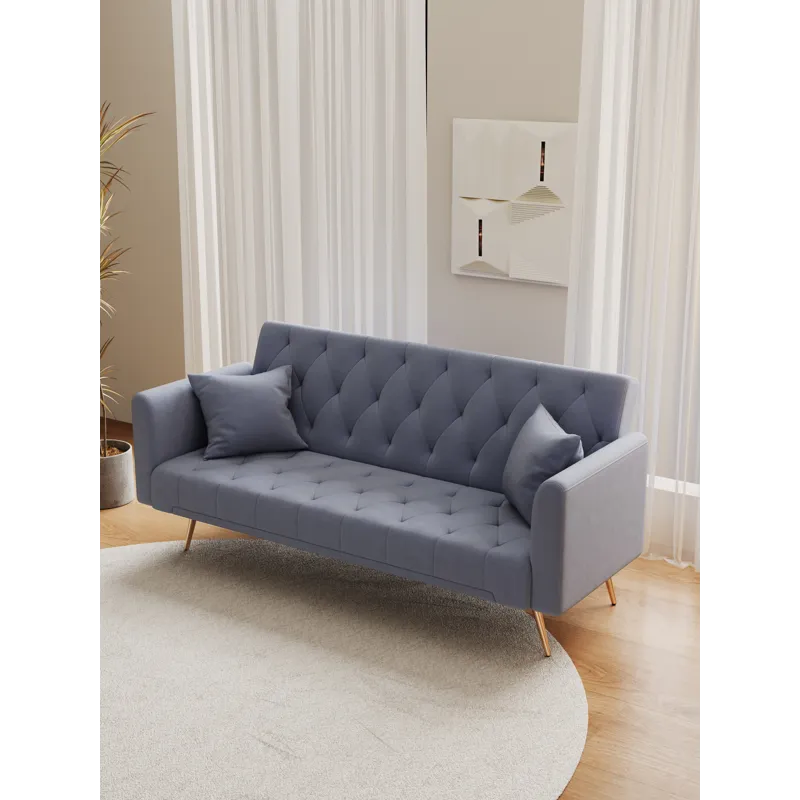 Convertible Double Folding Living Room Sofa Bed - Gray