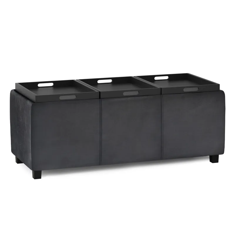Avalon - Storage Ottoman - Distressed Black